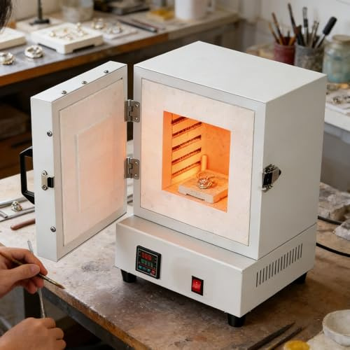 Forno a Muffola Elettrico 2000W per Fusione dei Metalli, Forno Laboratorio ad Alta Temperatura 1150℃, Forno Elettrico Industriale per Fusione di Gioielli e Metalli