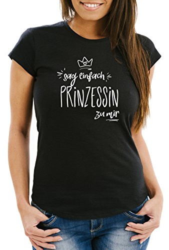 MoonWorks® Damen T-Shirt mit Spruch, Sag einfach Prinzessin zu Mir, Slim Fit tailliert aus weicher Baumwolle