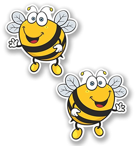2 x 15cm/150mm Happy Bee Window Cling Sticker Car Van Campervan Glass #5347