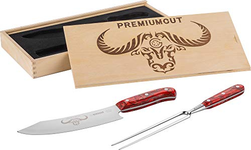 Giesser Premium Cut Hochwertiges Küchenmesser Set | Chef Messer 20 cm | Fleischgabel 21 cm