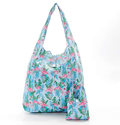 Eco Chic - Faltbarer Einkaufstasche / Shopper, Flamingo, Blau