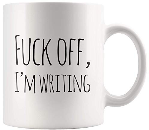 Panvola F**k Off I'm Writing Writer Gfts for Author Dad Mom Husband Wife Boyfriend Girlfriend Sister Brother Warning Mug Novelty Ceramic Coffee Mug 11 oz White