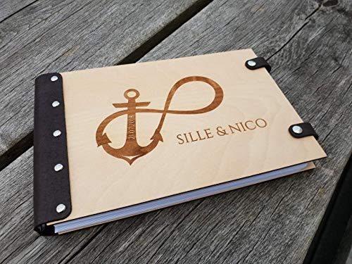 Manschin Laserdesign Fotobuch mit individueller Gravur - Scrapbook DIY Fotobuch Gästebuch (Schwarze Blätter, 60 Blätter (120 Seiten))