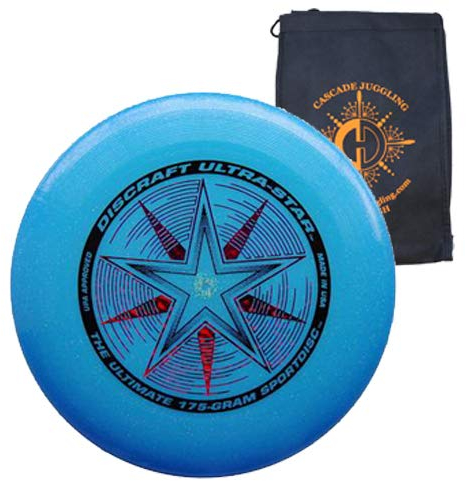Discraft Ultrastar 175 g Flying Disc – Ultimate Frisbee Competition Spec – inklusive Cascade Jonglierbeutel (Blue Sparkle)