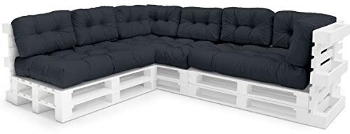 Spatium Palettenkissen Set abnehmbar Bezug wasserdicht gesteppt Palettenauflage Palettenpolster Palettensofa Palettenmöbel Anthrazit 11er Set