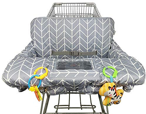 Warenkorbbezug für Baby ICOPUCA Baumwoll-Hochstuhlbezug, wendbar, maschinenwaschbar für Säuglinge, Kleinkinder, Jungen oder Mädchen (grauer Pfeildruck)