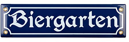 Türschild BIERGARTEN 8x30 cm Emailschild Hinweis Schild Deko Banner Reklamebanner Oktoberfest emaileschild