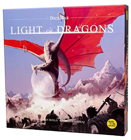 Suncoregames 180102 DiceWar - Light of Dragons, Grundspiel (Deutsch/Englisch), Kennerspiel, für 2 Spieler, Spieldauer 15-30 Minuten, Würfelspiel ohne Glück, Taktik, Strategie, Fantasy, Drache, Feuer