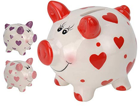 EDP 90391 Hucha Cerdito con Corazones, Multicolor, Talla Única