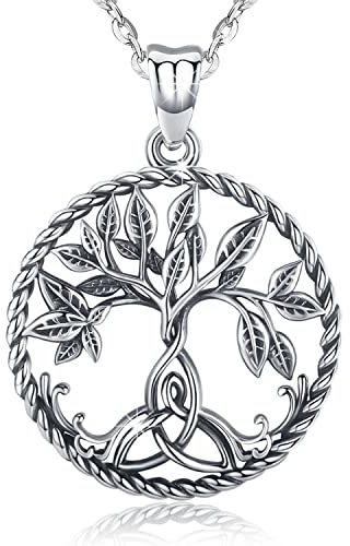 Halsketten für Frauen, Baum des Lebens Silberkette Damen 925, Anhänger Geschenke für Freundin, Mama und Geburtstag mit 46cm Kette, Schmuck mit Geschenkbox (Familie Lebensbaum)