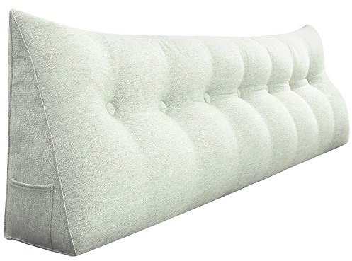 vercart Cuscino da Lettura per Letto e Divano Ergonomico - Cuscino Schienale Letto Triangolare per la Schiena Utilizzabile Come Testata del Letto, Cuscino a Cuneo per Letto Bianco Avorio 208