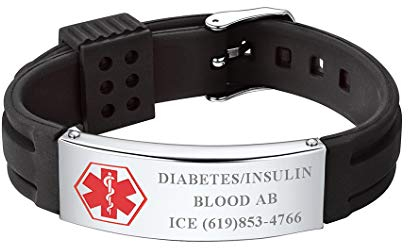 Richsteel Einstellbarer ID Armband Personalisierter Medical Alert Armband mit Geschenkebox für Herren Damen