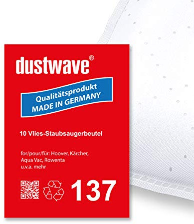 Dustwave® Lot de 10 sacs filtrants pour aspirateur Rowenta Vorace Wet&Dry (UNI) Fabriqué en Allemagne