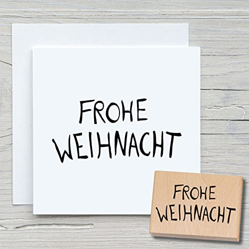 NEWSTAMPS Stempel Frohe Weihnacht Motivstempel aus Holz & Gummi zum Karten und Geschenke basteln, Holzstempel für Weihnachtskarte, Advent, Schrift, Scrapbook, Textilstempel, Deko, Freunde