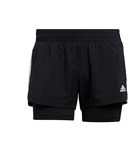 adidas Damen Pacer 3s 2 in 1 Shorts, Schwarz/Weiß, S EU
