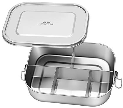 G.a HOMEFAVOR Brotdose Edelstahl Lunchbox 1400ml Auslaufsicher Brotdose Bento Box Fassungsvermögen mit 5 Fächern Für Kinder & Erwachsene