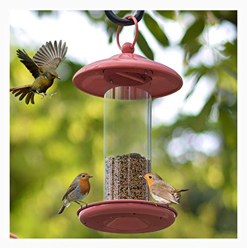 ASDQWER Wilde Vogelzufuhr hängen für Gartenplatz außerhalb Dekoration, Leuchtturm geformt, Vogelfutter Pavillon Birdfeeder Außendekoration,Rot