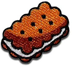 Keks Süßigkeit - Aufnäher, Bügelbild, Aufbügler, Applikationen, Patches, Flicken, zum aufbügeln, Größe: 3 x 1,9 cm