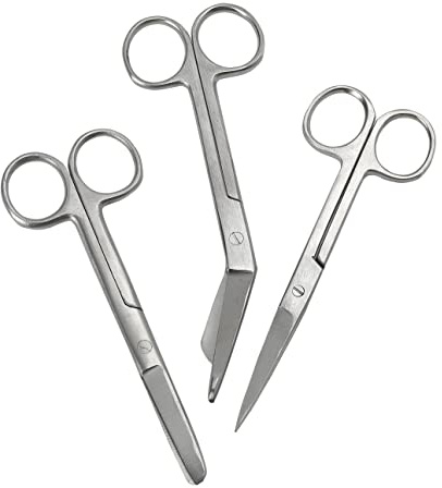 Safety First Aid Pack of 3 Assorted Nursing/Lister Scissors | Stainless Steel