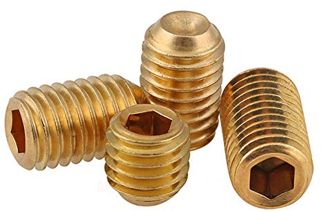 ANSIEDIO Tornillos Sin Cabeza Tornillo Allen Cup Point Grub Tornillos de Latón Tornillos Prisioneros - M3×6mm,20 pcs
