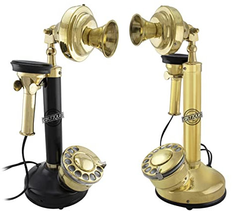 Telefon-Kombination im antiken Stil, verdrahtet, Retro-Kerzenhalter, Festnetztelefon mit drehbarem Zifferblatt, für Zuhause/Büro/Bibliothek, dekoratives Geschenk