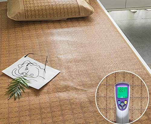 Sommer Rattan Kühlmatte, Verdicken Doppelseitig Klappbare Langlebige Karbonisierte Matratzen Klimaanlage für Schlafzimmer Doppelbett,Brown-200 * 220cm