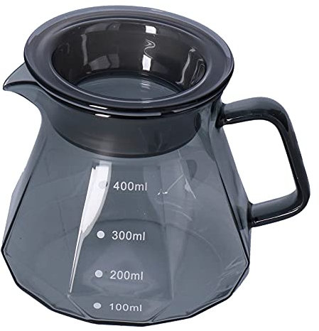 Kaffeekanne, 400ml Glas Kaffeekessel, Verdickte Transparent Topf mit Gummi Deckel, Hand Tropf Kaffeemaschine Kaffeekocher Teekanne Kaffee Topf Teekocher Wasserkocher für Kaffeemaschine
