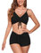 meioro Solid Swimsuit for Women Tie Front Shorts Bikini Two Piece Swimwear Athletic Bathing Suits High Waist Swimming Suit(Black,M)