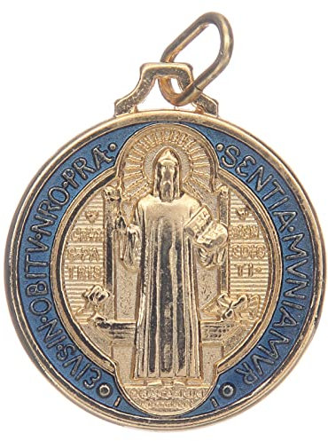 Holyart Medaille Heiliger Benedikt Zamak vergoldet emailliert Verschiedene Masse, 22 mm (0.87 inc.)