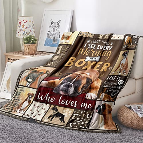 Tupmnbry Couverture en flanelle super douce pour chien boxer - Légère et pelucheuse - 127 x 152 cm
