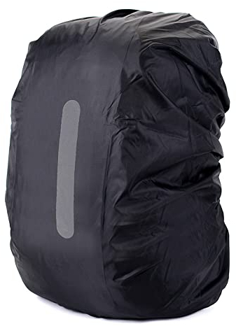HYCOPROT Waterproof Backpack Rain Cover with Reflective, High Visibility Foldable Ultralight Dust and Rain Cover Rucksack for Hiking Camping Touring Cycling (Black, M)