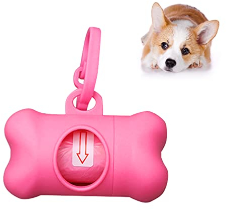 ZENVALY Hund Hundekotbeutel Spender, Tragbar Kotbeutel Spender zum Aufhängen Hundekotbeutel, Beutelspender zur Befestigung an der Hundeleine 1 Rollen Auslaufsichere Hunde Kotbeutel, Leuchtend Rosa