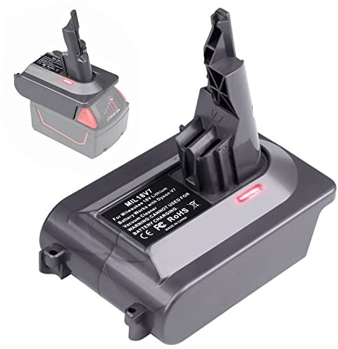 YMWLKJ MIL18V7 Battery Adapter for Dyson, Convert for Milwaukee M18 18V Li-ion Battery to for Dyson V7 Motorhead V7 Trigger V7 Fluffy V7 Absolute V7 HEPA V7 Car+Boat V7 Animal V7 SV11 Vacuum Cleaner