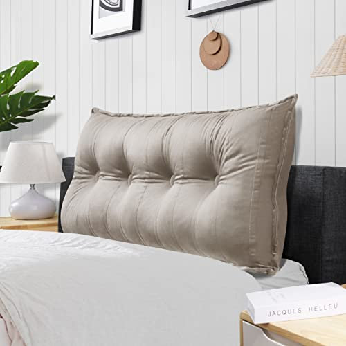 Rucener Groß Lendenkissen Rückenlehne Großes Samt Bücherkissen Lesekissen Lendenkissen Groß Wandkissen Rückenkissen Bett Lesekissen Groß Lesekissen Leicht gebräunt 120 cm