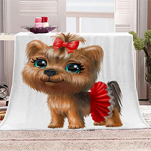 VIROGE Cartoon-Tiere Kuscheldecke 150x200 cm Flanell Decke Extra Weich Flauschige Wohndecke Kawaii Welpe mit Muster Blanket Fleecedecke Waschbar Microfaser Sofadecke Couchdecke bettüberwurf