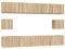 vidaXL TV Schrank Set 6-TLG. Wohnwand Schrankwand Anbauwand Hängeschrank Lowboard TV Möbel Fernsehschrank Wandschrank HiFi-Schrank Sonoma-Eiche Holzwerkstoff