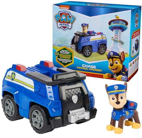 Paw Patrol, Chase's Patrol Cruiser, Spielzeugauto mit Sammel-Actionfigur, nachhaltig denkendes Kinderspielzeug für Jungen & Mädchen ab 3 Jahren