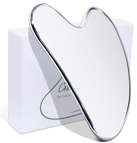 BAIMEI Edelstahl Gua Sha, Gua Sha Gesichtswerkzeuge zur Schmerzlinderung bei Spannungsschwellungen, Kieferform