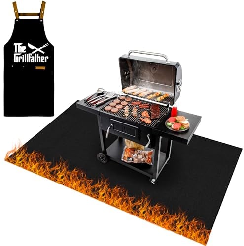 Grillmatte für Gasgrill Bodenschutz 160 x 130 cm | Feuer- und Schmutzabweisend |Grillunterlage Bodenschutzmatte | Grillteppich Outdoor | Grill unterlage Boden | Grillmatte für gasgrill