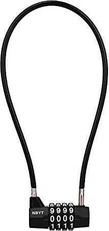 NBYT Steel Cable Rope 4-Digit Combination Lock,Cabinet Handle Padlock,diameter3/16,length15,Suitable for Lockers, File Cabinets, Wardrobes, Small Fences, Refrigerator Door,Small Sheds, Pet Door.