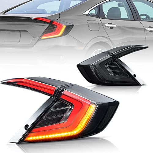 WangSiwe Autoteile Rückleuchte, für Honda Civic Sedan 2016-2018 Auto Rücklicht Zubehör Blinker Bremsleuchte Blinker Paar (linke und rechte Seite)