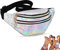 Sac Banane Paillettes,Banane Compartiments avec Fermeture,Banane À La Mode Réfléchissant Réglable Sangle Étanche Sac,Sac de Voyage Brillant Convient aux Voyages Sportifs en Plein air(Argent)