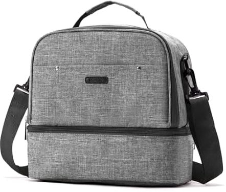 Lmbabter Diaper Tote Bag - Small Breast Pump Bag Breastmilk Cooler Bag Lunch Bag Double Layer for Mother Breast Milk Storage Bag (Dark Grey)