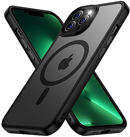 Aunote Custodia iPhone 13 Pro Magnetica, Cover iPhone 13 Pro Compatibile con MagSafe, Protezione Antiurto di Livello Militare, Retro Resistente ai Graffi Custodie apple iPhone 13 Pro, Nero Traslucido