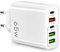 Cargador Múltiple 65W 5 Puertos USB C, QC3.0, Adaptador PD, Cargador de Móvil de Red Rápido. Compatible Con Todos Móviles, Samsung, Xiaomi
