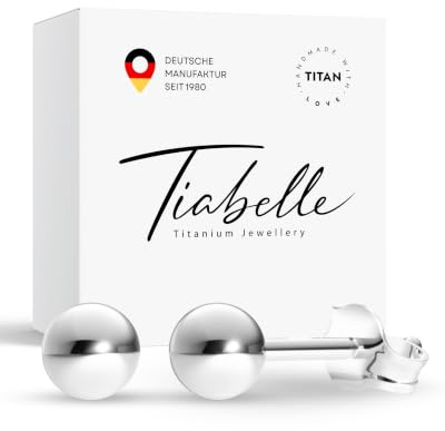 TIABELLE – Ohrstecker ZOE aus Titan – Kugel Ohrringe für Damen – allergenfrei & hautverträglich – Handmade in Germany (4mm ø und 6mm ø)