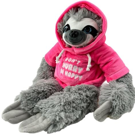 Faultier Kuscheltier XXL 32 cm Faultier Plüschtier Anime Kawaii Plush Stofftier Cute Plushies Plüschtiere Plushie Halloween Weihnachten Geschenke für Kinder (Faultier grau 40 cm pink Don´t Hurry)