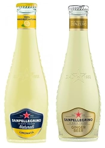 48er-Pack Testpaket San Pellegrino Ginger Beer Alkoholfreies Getränk mit Noten von Ingwer + Limonata mit Zitronensäfte Alkoholfreies Getränk 20cl Einweg-Glasflasche