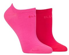 ELLE Ladies No Show Socks -Plain Patterned and Striped Soft Breathable Bamboo Material in a Multipack of 2 Size 4-8 (UK, Numeric, 4, 8, Regular, Regular, Cherry Fizz Plain)