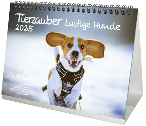Tierzauber Lustige Hunde DIN A5 Tischkalender für 2025 Welpen und Hunde - Seelenzauber